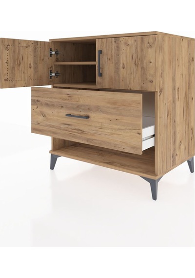 Kronos Şifonyer 2 Raflı Tek Çekmeceli 2 Kapaklı 88x59x96 Çam-çam Atlas Çam