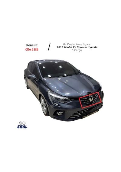 Ebal Otomotiv Renault Clio 5 Hb - Ön Panjur Krom IZGARA 6 PRÇ