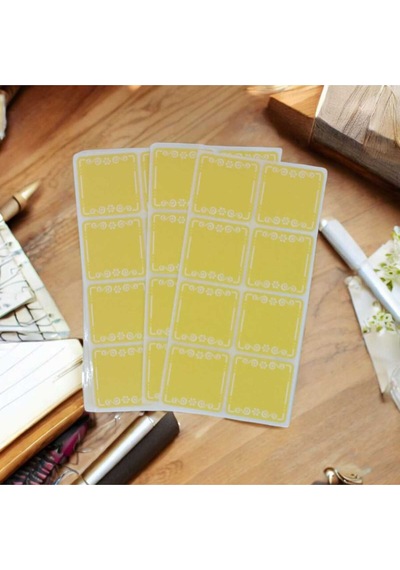 Store 100 Adet Çiçek Motifli Dekoratif Kare Sarı Etiket Sticker 3.9cm X 3.9cm Çok Renkli