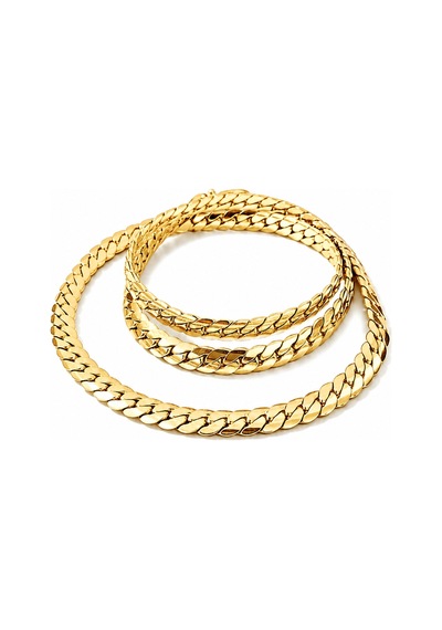 Gümüş Kaplama 316 L Paslanmaz Çelik Kz-103 Ezme Balıksırtı Gurmet Sık Örme İtalyan Model Zincir Kolye 6 Mm Gold Altın