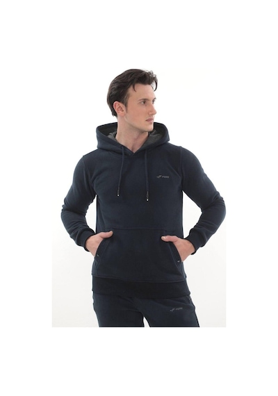 Erkek 3 İplik Kapüşonlu Sweat Üst Lacivert Füme