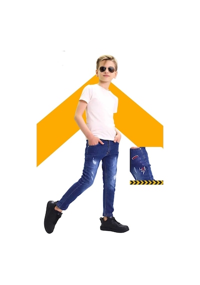 Gzt Tekstil Erkek Çocuk Pamuklu Likralı Baskılı Kot Jeans Pantolon
