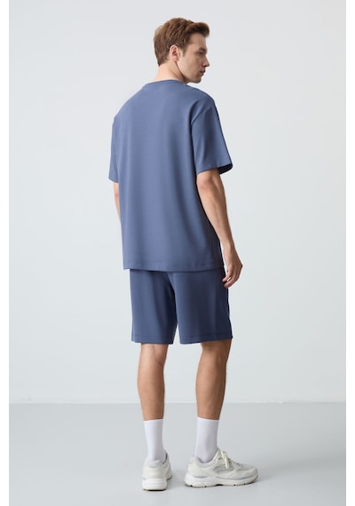Tommy Life Petrol Pamuklu Kalın Yumuşak Dokulu Oversize Fit Basic Erkek Şort Takım - 85259 Tommy Life Petrol Pamuklu Kalın Yumuşak Dokulu Oversize Fit Basic Erkek Şort Takım - 85259