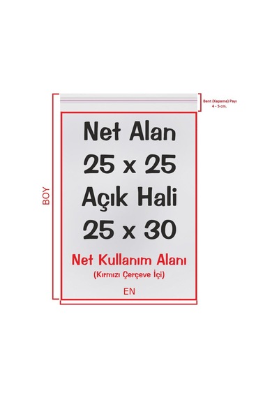 25 x 25+5 (25*30) CM. 250 Adet - Şeffaf Bantlı Yapışkanlı Jelatin P