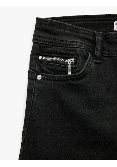Koton Yüksek Bel Fermuar Cep Detaylı Toparlayıcı Skinny Jean Pantolon - Push Up Skinny Jeans Siyah 6wal40042md Siyah