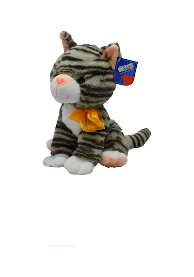 Miyavlayan Tekir Peluş Sesli Kedi 28 Cm Kedi Sesi Çıkaran Gri Siyah Gri