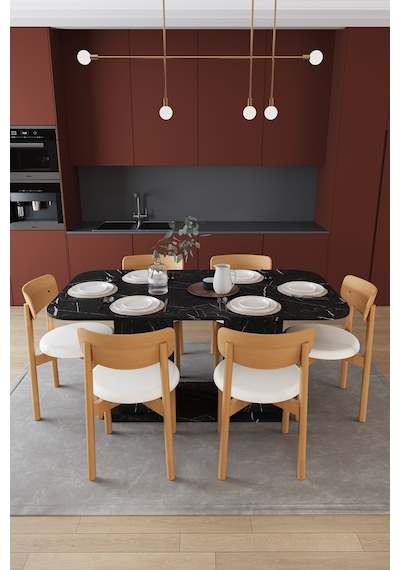 Modern Dolaplı 6 Kişilik Mutfak Yemek Masası Ve Sandalye %100 Mdf Mutfak Yemek Odası Masası Takımı Ymt06 Royal Mermer Modern Dolaplı 6 Kişilik Mutfak Yemek Masası Ve Sandalye %100 Mdf Mutfak Yemek Odası Masası Takımı Ymt06 Royal Mermer