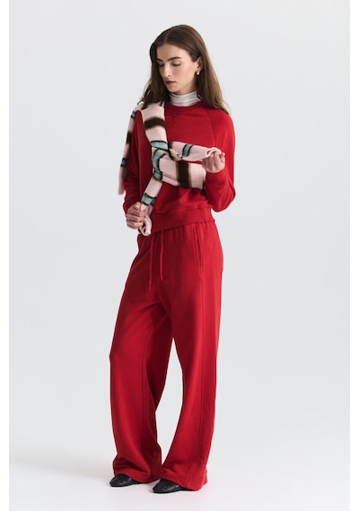 Antioch Bisiklet Yaka Sweatshirt Ve Geniş Paça Pantolon Takım Kırmızı