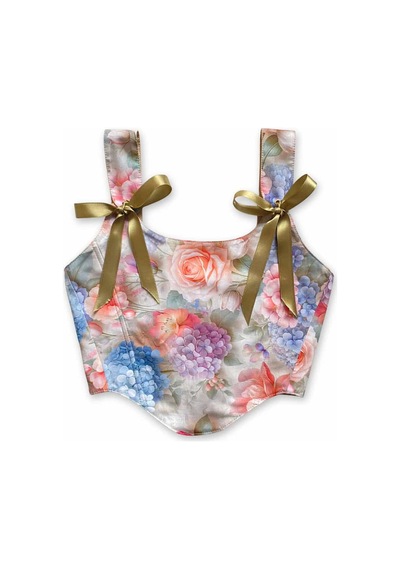 L'aura Corset Pastel Çiçek Desenli Bayan Korse Büstiyer Çok Renkli