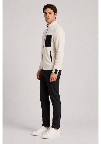 Alexandergardi Cep Detaylı Fermuarlı Dik Yaka Sweatshirt Taş