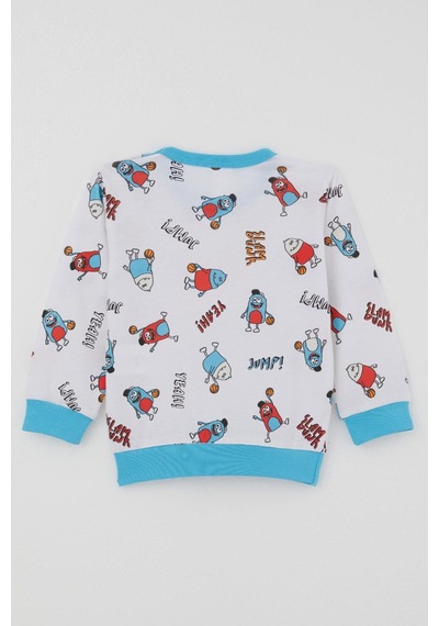Breeze Erkek Bebek Pijama Takımı Omuzdan Patlı Mini Basket Yıldızı 4 Ay-1 Yaş, Beyaz