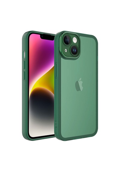 Apple Uyumlu iPhone 14 Plus Kılıf Kamera Korumalı Transparan Zore Post Kapak Koyu Yeşil