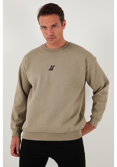 Buratti Regular Fit Bisiklet Yaka Pamuklu Içi Tüylü Yumuşak Şardonlu Erkek Sweat 5905405 Vizon Yeşili