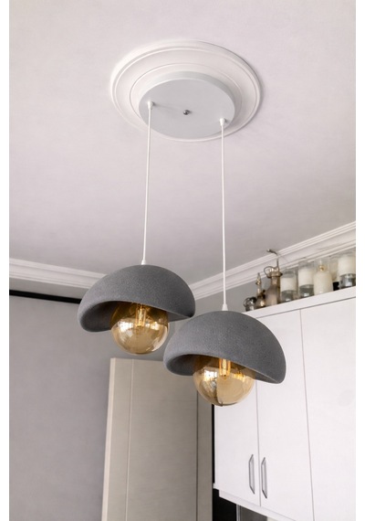 Beton Görünümlü Modern Şık İskandinav Tarz 2 Başlı Avize 25cm Ampul Dahil Değildir Nestvibe Beyaz