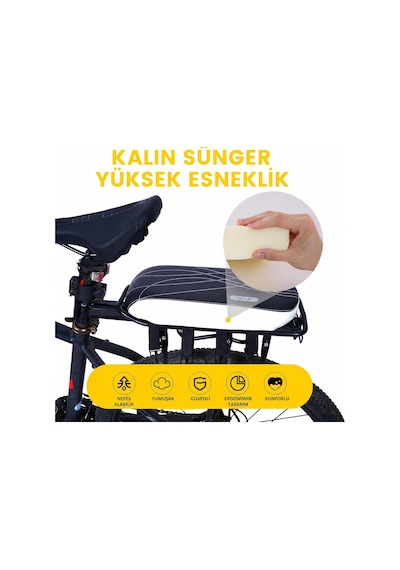 Valkyrie Bisiklet Arka Koltuk Minderi Kalın Süngerli Arka Sele Pedi Bagaj Üstü Yolcu Koltuğu Su Geçirmez Siyah