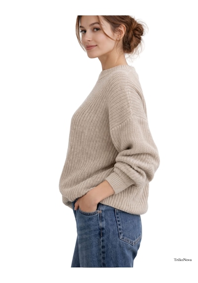 Trikonova Oversize Triko Kazak Bej