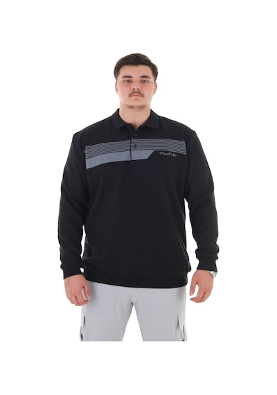 Erkek Battal Beden 158 Kiloya Kadar Uygun Bedenli Geniş Kalıp Baskılı Polo Yaka Selanik Sweat Siyah Erkek Battal Beden 158 Kiloya Kadar Uygun Bedenli Geniş Kalıp Baskılı Polo Yaka Selanik Sweat Siyah