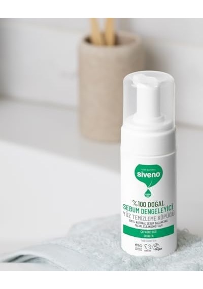 Siveno%100 Doğal Yüz Temizleme Köpüğü Yağlı Ciltler İçin Makyaj Siyah Nokta Sivilce Vegan 100 Ml
