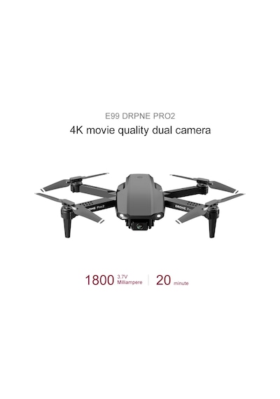 E99 Pro2 Çift Kamera FPV Hareket Selfie Drone Siyah Siyah