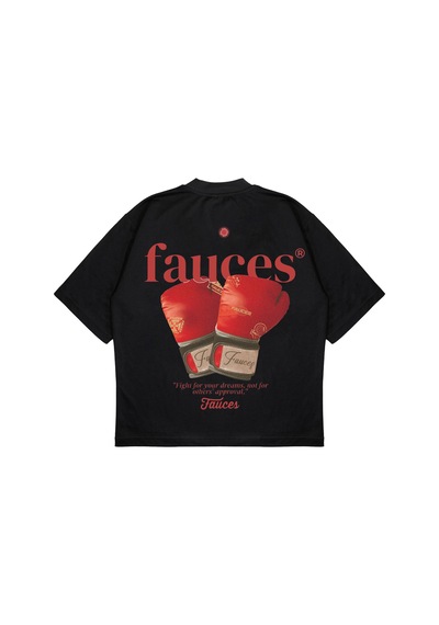 Fauces Baskılı Oversize Kalın Kumaş Bol Kalıp Unisex T-shirt Siyah