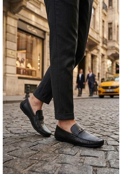 Pierre Cardin 90305 Rahat Esnek Hakiki Deri Erkek Loafer Ayakkabı Siyah