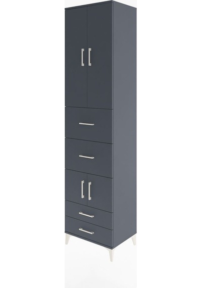 Hyperion Dolap 4 Raflı 4 Çekmeceli 4 Kapaklı 60x44x243 Antrasit-antrasit Antrasit