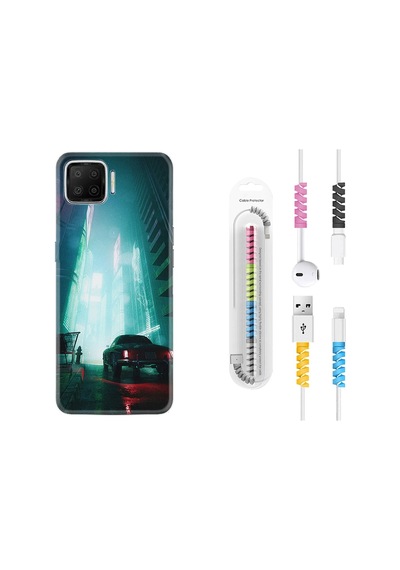 Oppo A73 Kılıf Kablo Koruyuculu Night Cars 1619