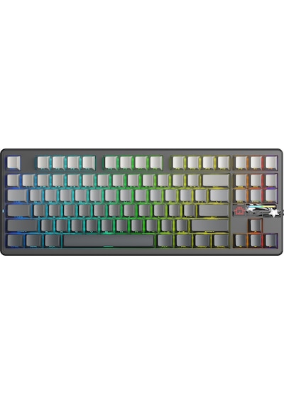 Aula F87 Pro V2 Mekanik Rgb Tkl Graywood V4 Switch Kablosuz Makrolu Hot Swap Klavye Gradyan Gri