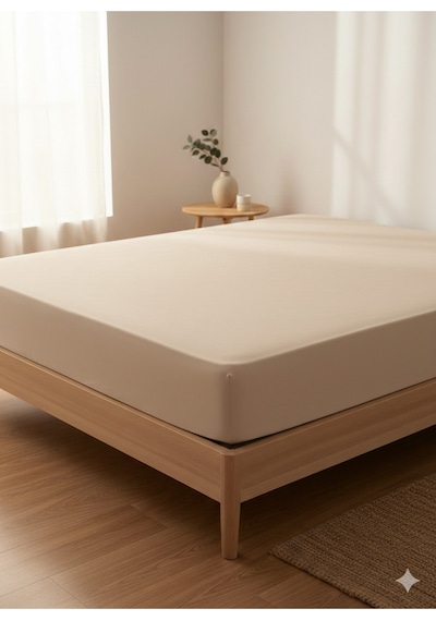 %100 Organik Pamuk Premium Lastikli Çarşaf Çift Kişilik 160x200+30 Dolmabahçe Serisi Toprak