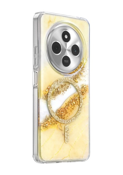 Onegif Xiaomi Redmi 14c Lotus Simli Magsafe Kapak - Gümüş - Gümüş