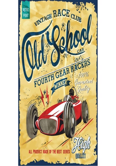 yarış arabası (10 CM X 20 CM) mini retro ahşap poster