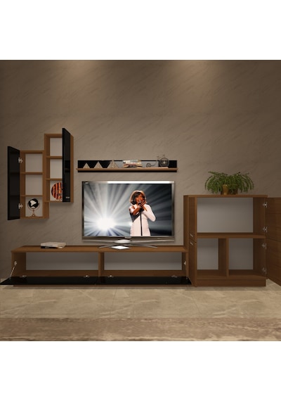 Decoraktiv Eko 6b Slm Dvd Tv Ünitesi Tv Sehpası Ceviz - Siyah