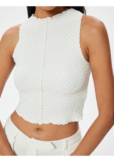 Koton Halter Yaka Atlet Dokulu Slim Fit Ekru 4wak10286ek Ekru