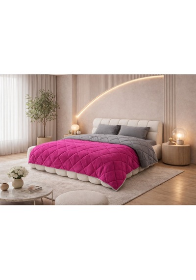Pamuklu Lüks Çift Taraflı Çift Kişilik Yorgan 195x215cm Pembe