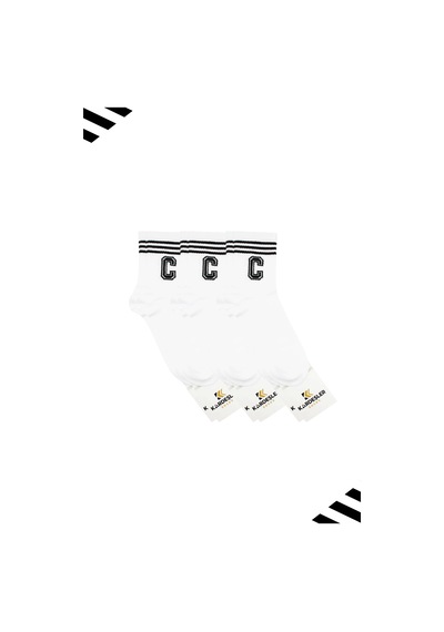 Kardeşler Çorap Unisex C Harfi Desenli Tenis Çorap Harfli Çorap 3'lü Paket Beyaz - 530648406 Beyaz