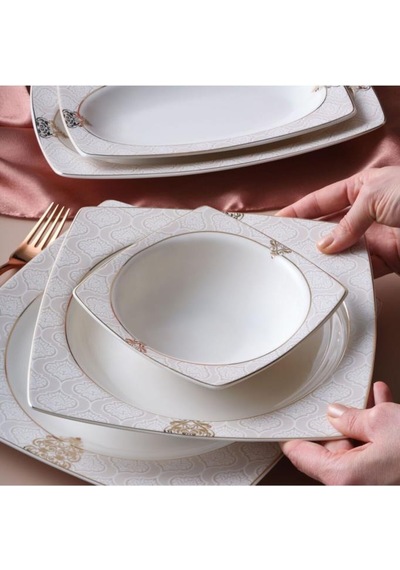 Güral Porselen Caroline 54 Parça 12 Kişilik Yemek Takımı 5994 Bej