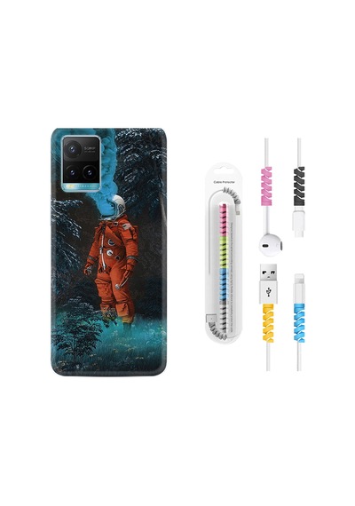 Vivo Y32 Kılıf Kablo Koruyuculu Astronot Smoke 1769