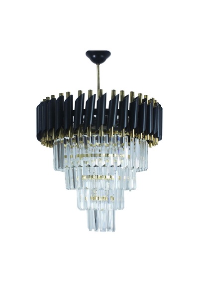 Zamira 45 Cm'lik Gold Kristal Taşlı Lüx Avize 4'lü Black Gold - Yatak Odası - Salon - Mutfak - Hol Altın
