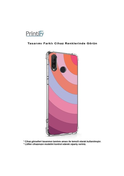 Huawei P20 Lite Köşe Korumalı Antişok Kapak Renk Cümbüşü Tasarımlı Şeffaf Kılıf
