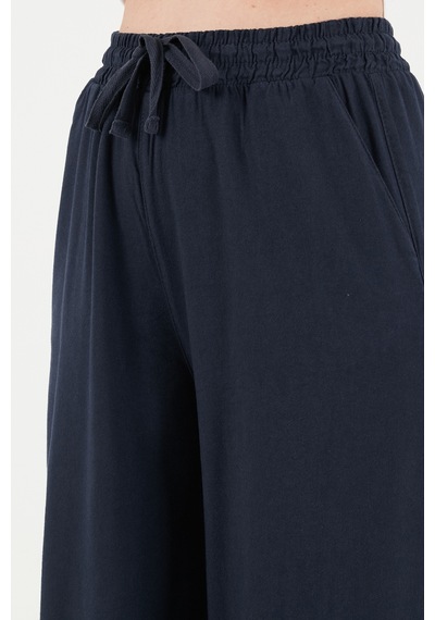 Lela Pamuklu Relaxed Fit Yüksek Bel Geniş Paça Pantolon Bayan Pantolon 668yp5559 Lacivert