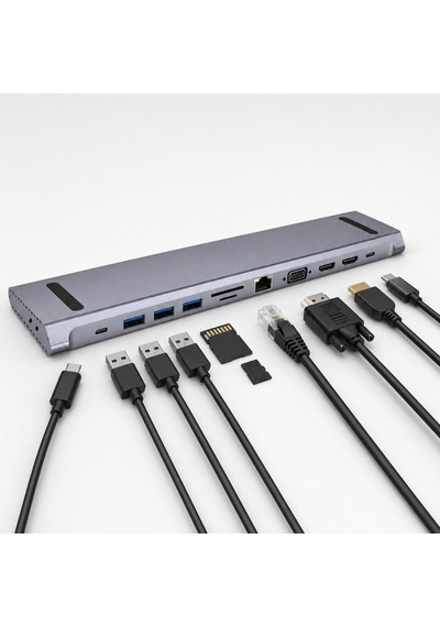 13 İn 1 Port Usb-c Hub 4k Hdmı Dp Vga 100w Pd Ethernet Sd Zr1356
