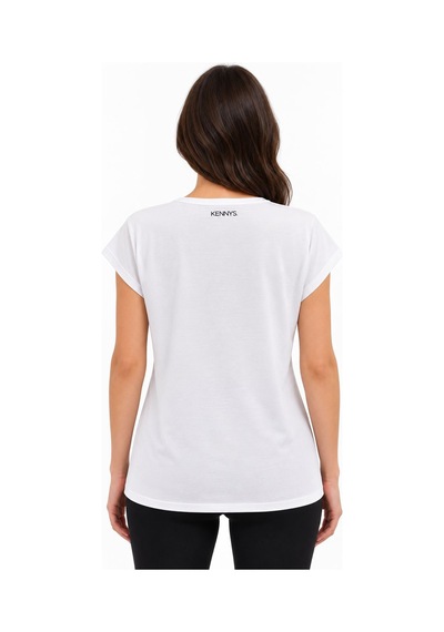 Neden Tekstil V Yaka Kadın Beyaz Basic T-shirt