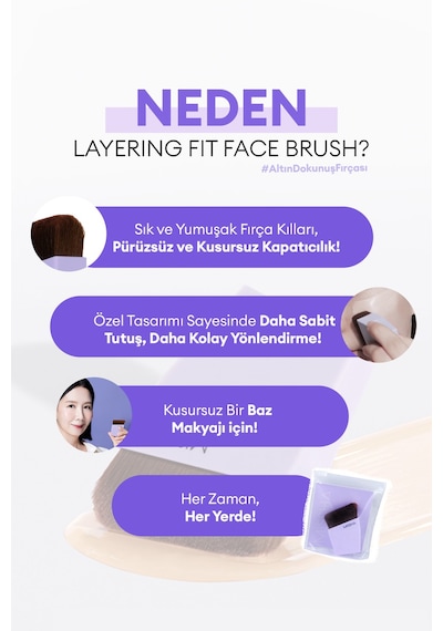 Özel Kesim Çok Fonksiyonlu Fondöten Fırçası Layering Fit Face Brush
