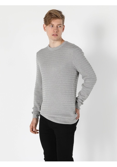 Colin's Slim Fit Gri Melanj Erkek Kazak CL1056031_Q1.V1_MGA