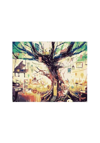 Gizemli Ağaç Sayılarla Boyama Seti - Çerçeveli, 40x50cm