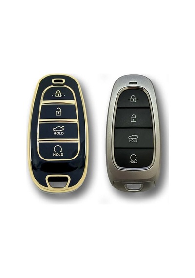 Gma Keys Lüx Hyundai 2021-22 Yeni Tucson Santa Fe Nano Anahtar Kılıfı Siyah Gold Renk