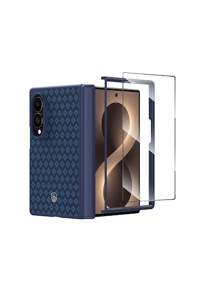 Galaxy Z Fold 8 Benks Armorpro Armorgrid Grand Combo Üçlü Aksesuar Seti Karbon Kapak + Film Mavi