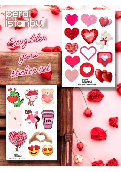 2 Adet Renkli Sevgililer Günü Özel Sticker Ve Hediyelik Sticker Seti Sevgililer Günü Yıl Dönümü Çok Renkli
