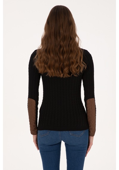 U.S. Polo Assn. Kadın Siyah Bisiklet Yaka Basic Kazak 50307728-VR046