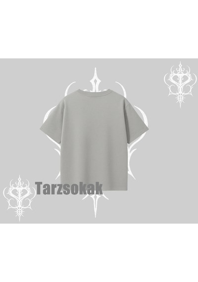 Startmore Startmore Oversize Tshirt Tsundere Anime Japanese Style Baskılı Gri